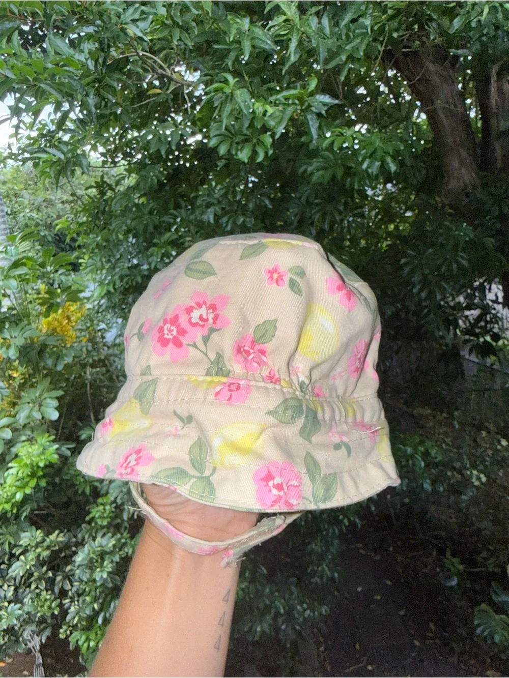 Gymboree Floral Bucket Hat in Pink & Cream
